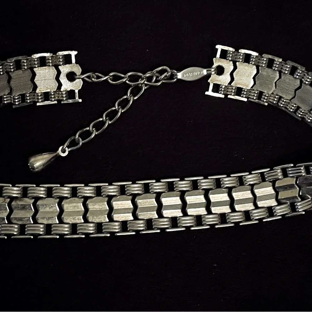 Women’s Silver Tone Chain Choker Necklace By Marino - Picture 2 of 5